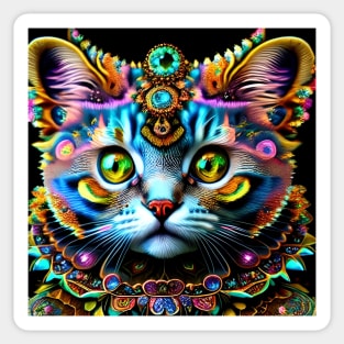 Cat Kitten Art Nouveau Psychedelic Trippy Rainbow Sticker